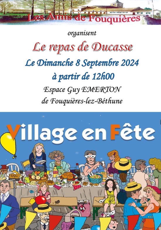 Affiche repas ducasse du 8 septembre 2024
