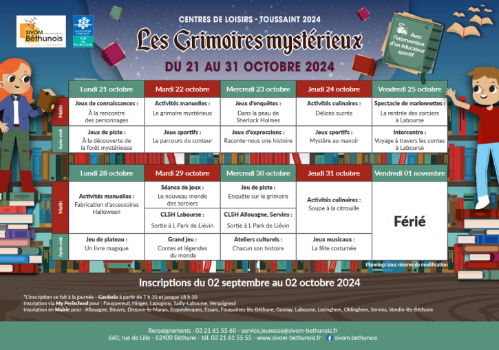 Planning Centre de loisirs Automne 2024