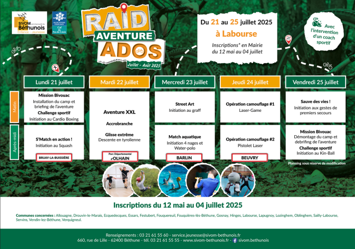 Planning Raid'Ados juillet 2025